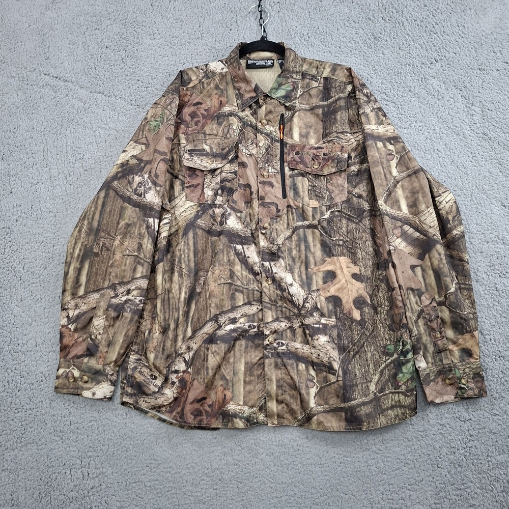 Mossy Oak Infinity Break‎ Up Shirt Mens L Green Camouflage Button Up Hunting